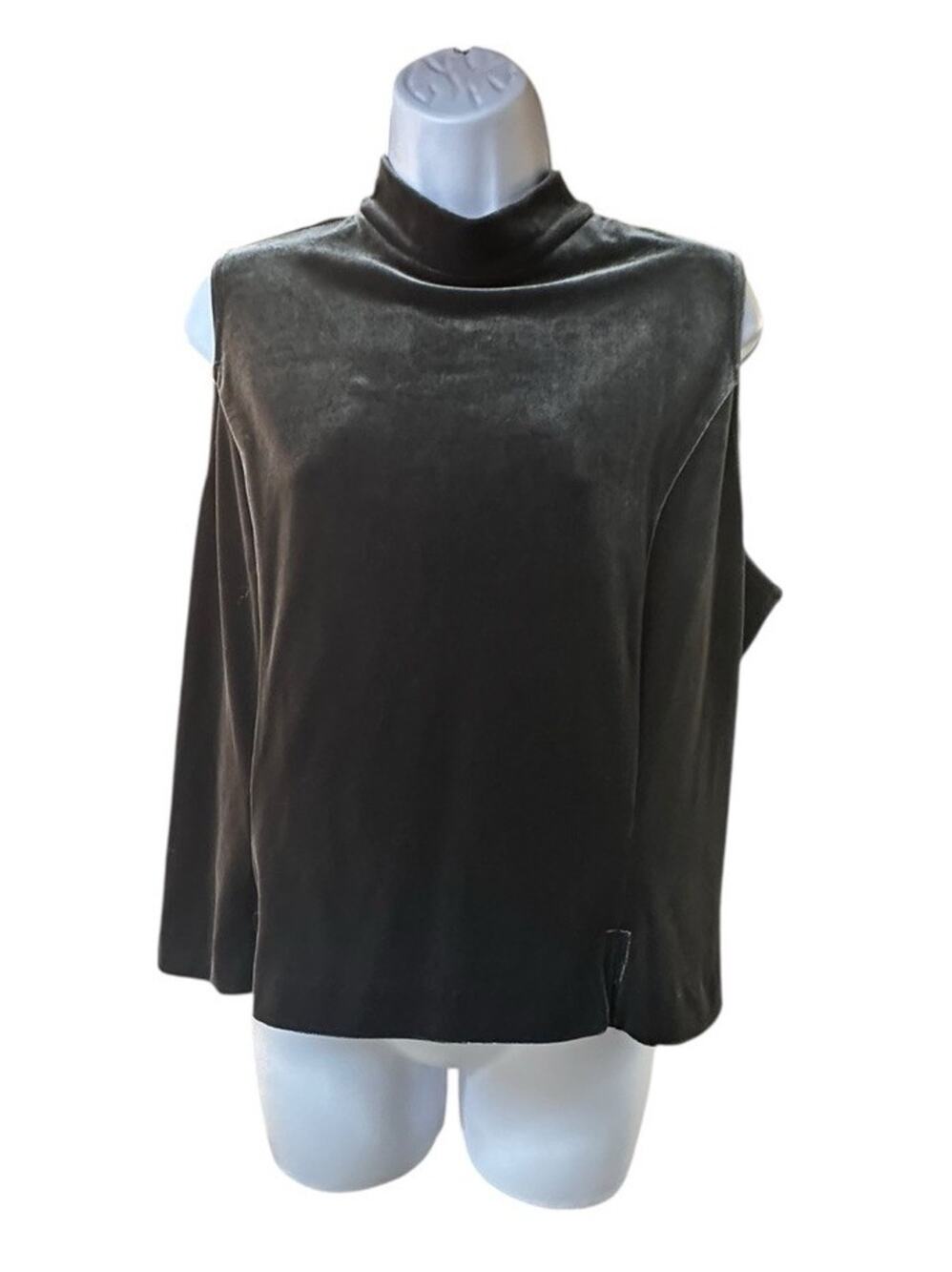 Gantos Petite Sleeveless Velvet Top Women Gray High Neck 90s Evening Holiday XL